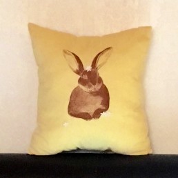 Bunny cushion, Screenprinted Cotton Rabbit, Organic Lavender Bag polyester, home decor,  ' Bunny loves blossoms', gift for bunny lover