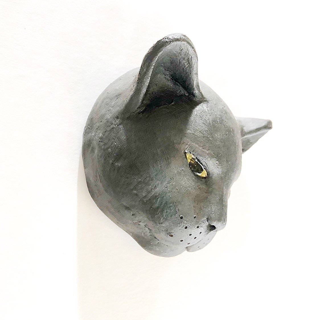 Black Cat Face - Ceramic Tired Cat Expression