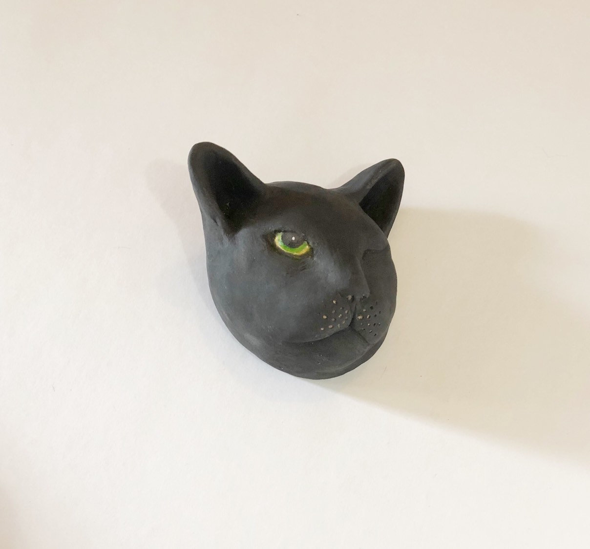 Black Cat Face - Sleepy Ceramic Expression