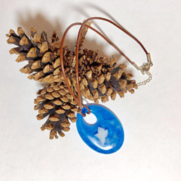 Blue Oval Necklace - Fused Glass Pendant