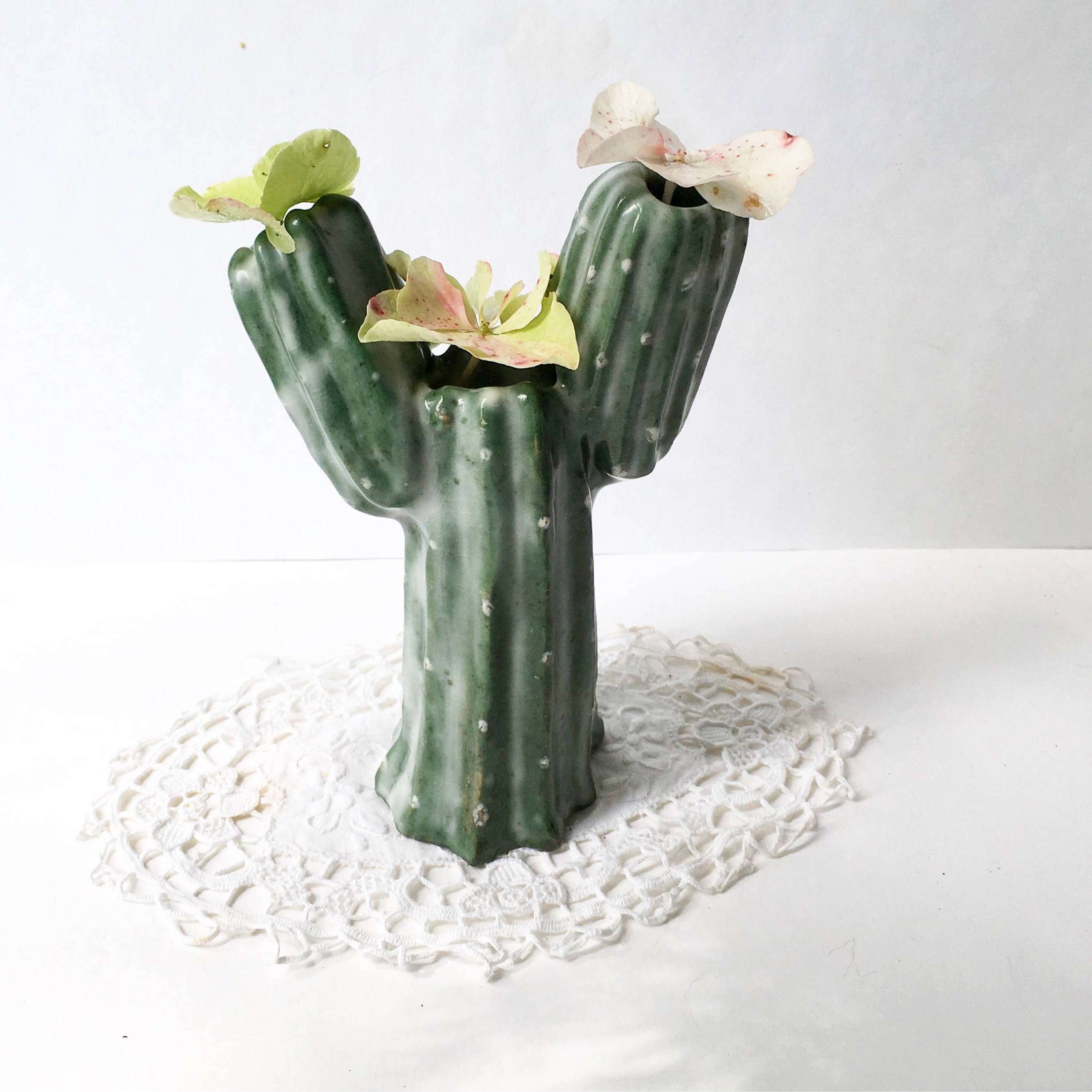 Green Ceramic Cactus Vase