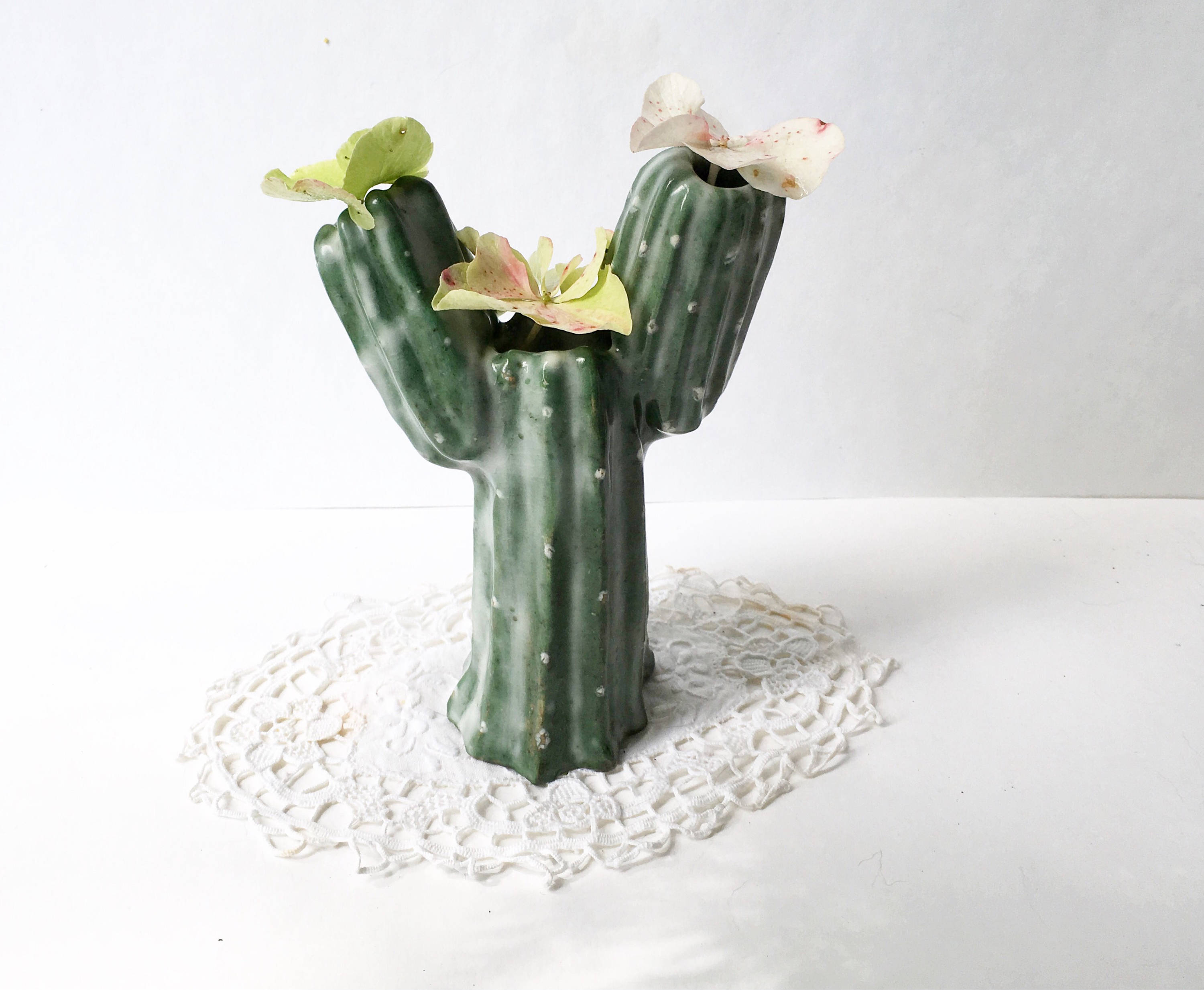 Green Ceramic Cactus Vase