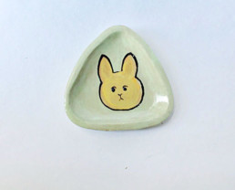 Green Trinket - Rabbit Decorated Dish