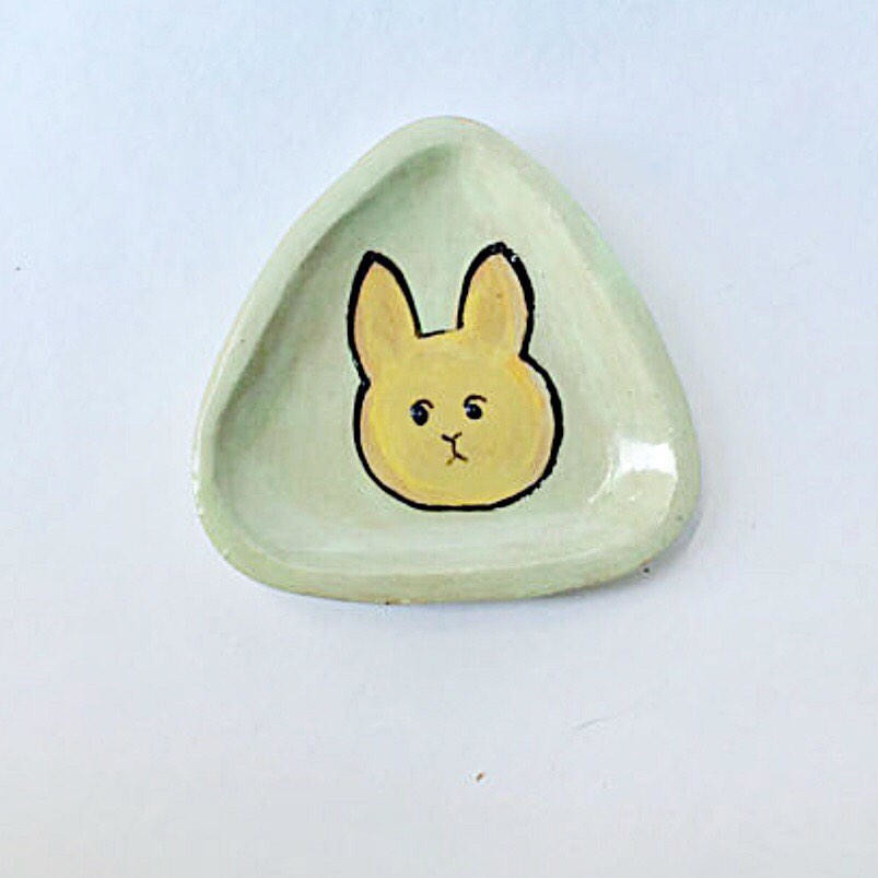 Green Trinket - Rabbit Decorated Dish