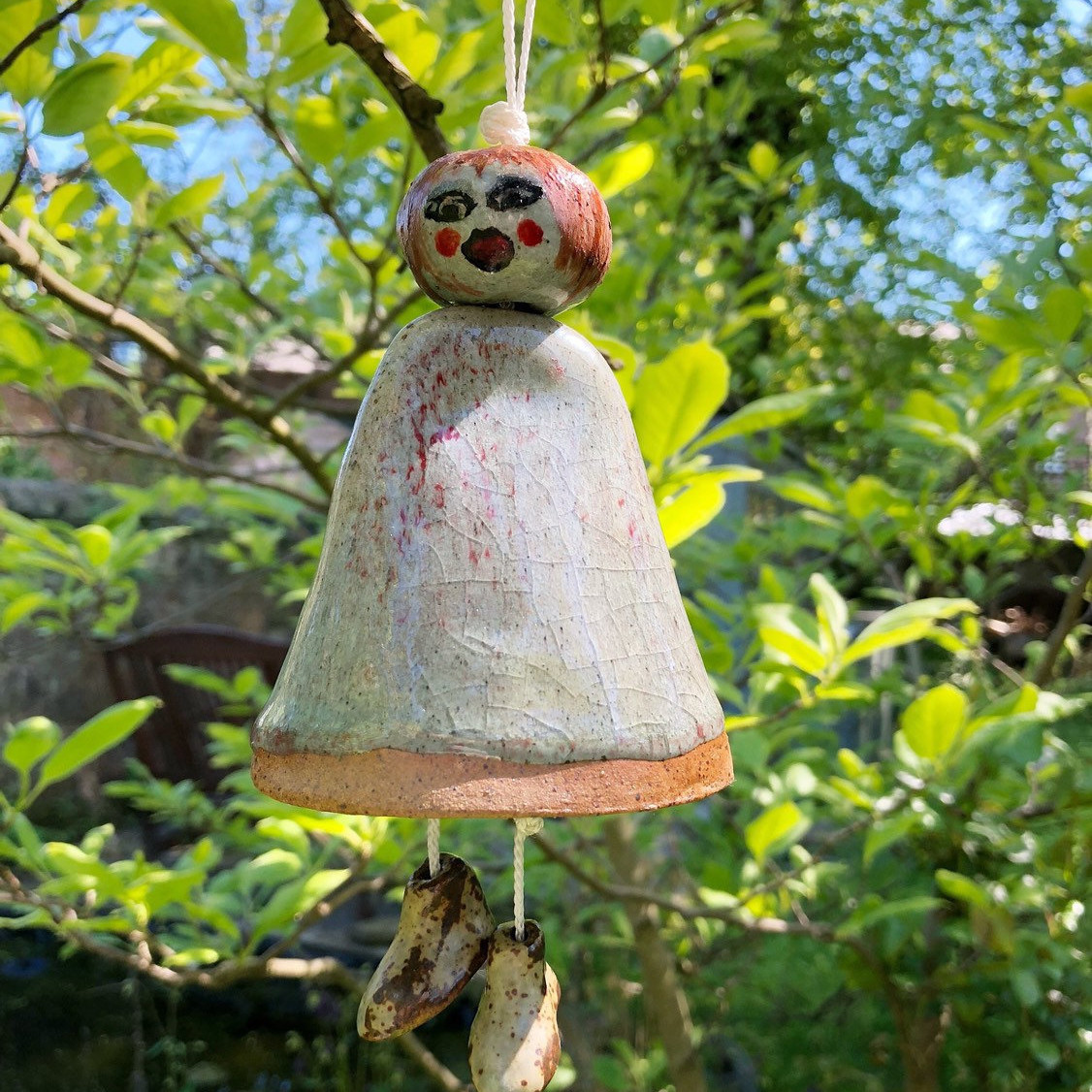 Grey ceramic Bell - Garden Chimes