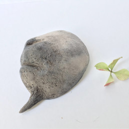 Grey Goat Nose Wallhanging - Smoke-fired Ceramic Art