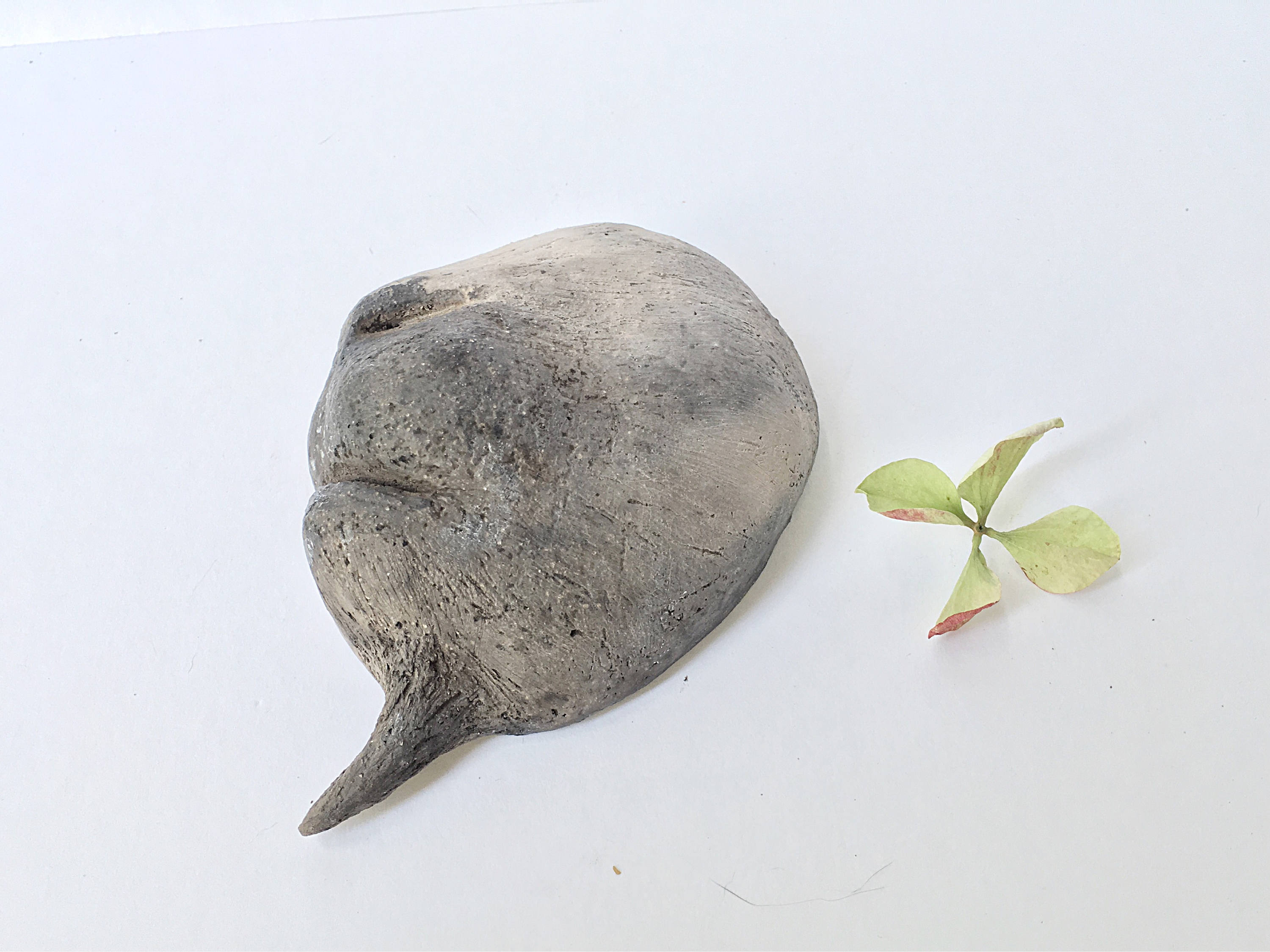 Grey Goat Nose Wallhanging - Smoke-fired Ceramic Art