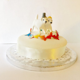 Mr and Mrs Dog Ceramic Wedding Cake Toppers