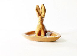 Rabbit Ring Holder Dish - Brown - Ceramic