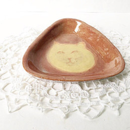 Red Cat Dish -  Ceramic Side Dish