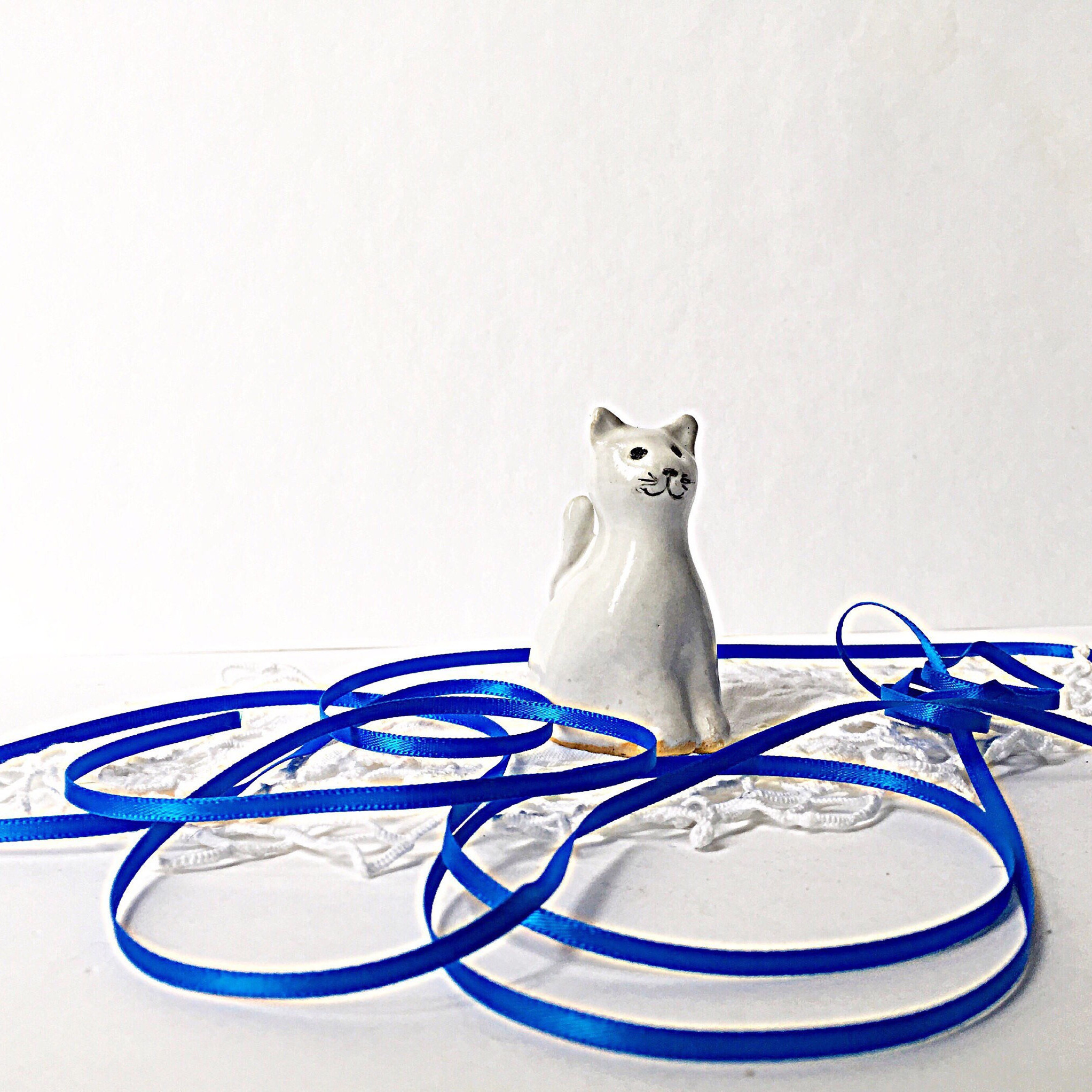 White Ceramic Cat - Small Kitten Ornament