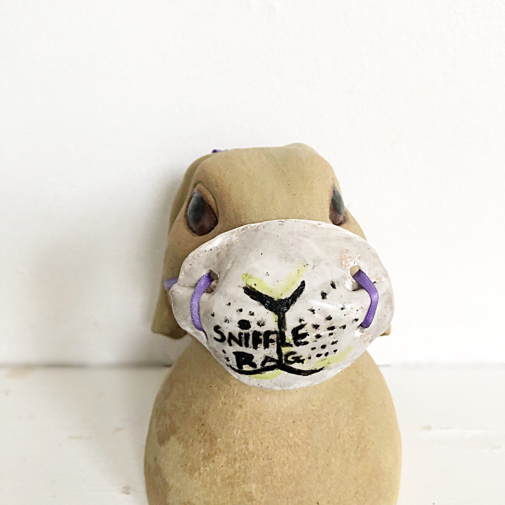 Beige Rabbit Unmasked - Ceramic Bust