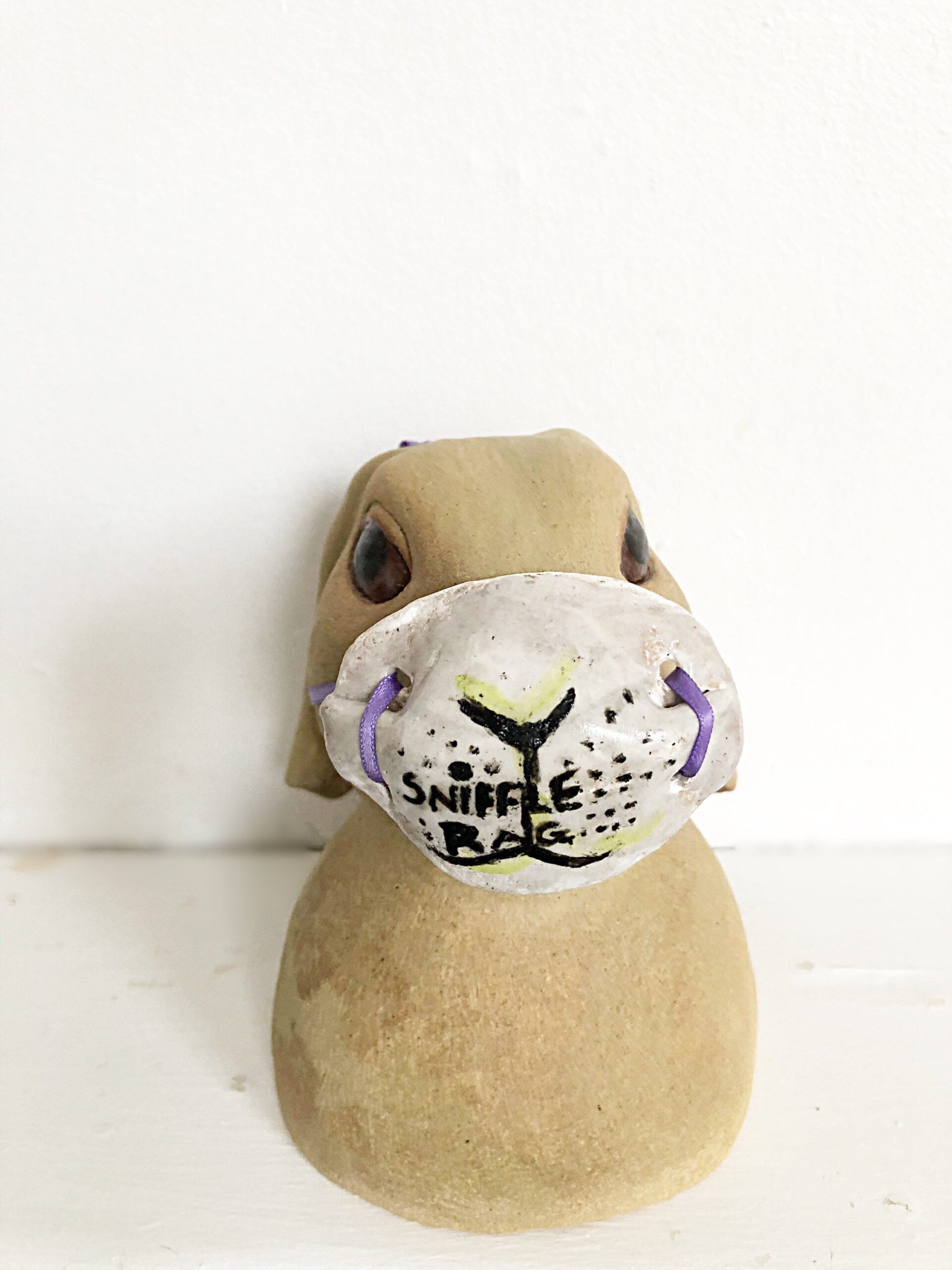 Beige Rabbit Unmasked - Ceramic Bust