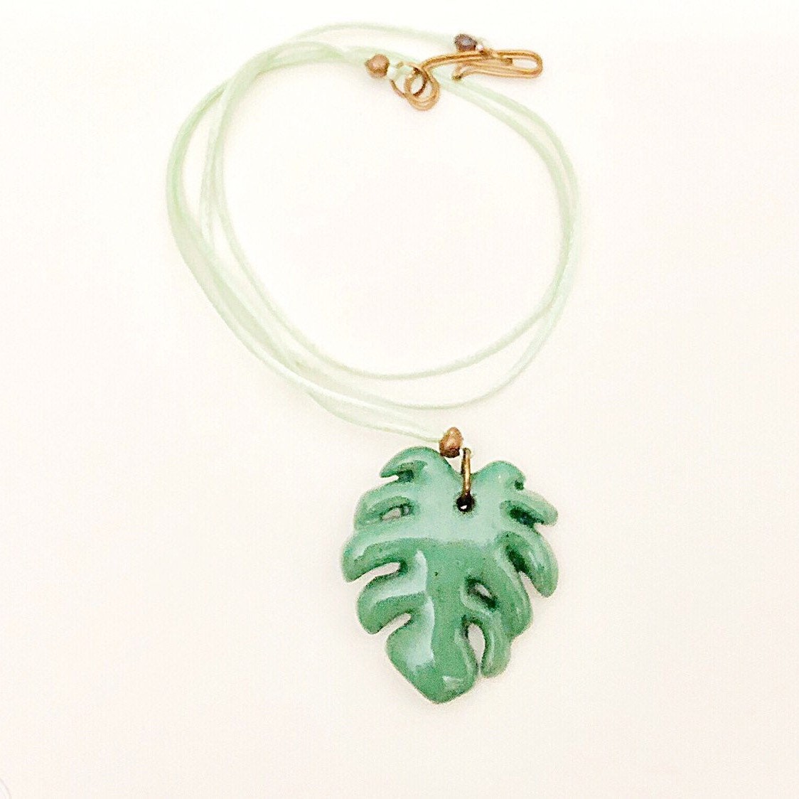 Cheese Plant Necklace - Porcelain  Pendant