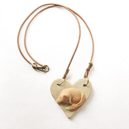 Fox on Heart Necklace - Stoneware Clay