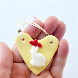 Heart rabbit Necklace -Porcelain Yellow