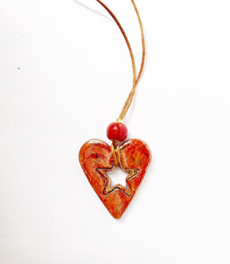 Heart Shaped Necklace Ceramic Boho