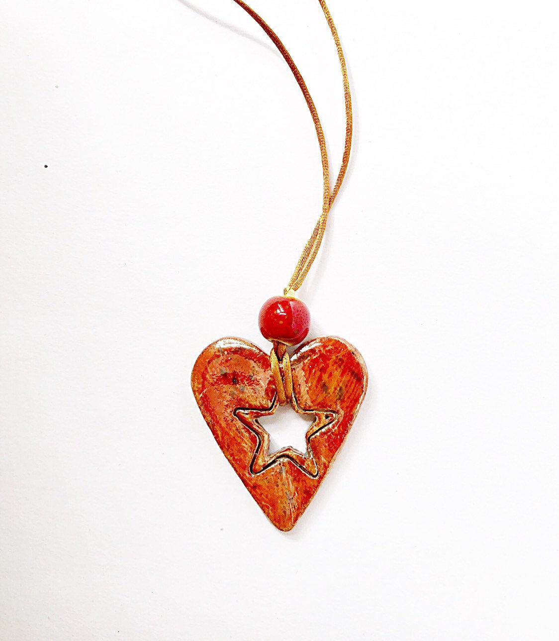 Heart Shaped Necklace Ceramic Boho