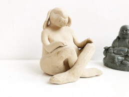 Rabbit Meditation - Bunny Zen - Ceramic Sculpture