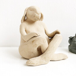 Rabbit Meditation - Bunny Zen - Ceramic Sculpture