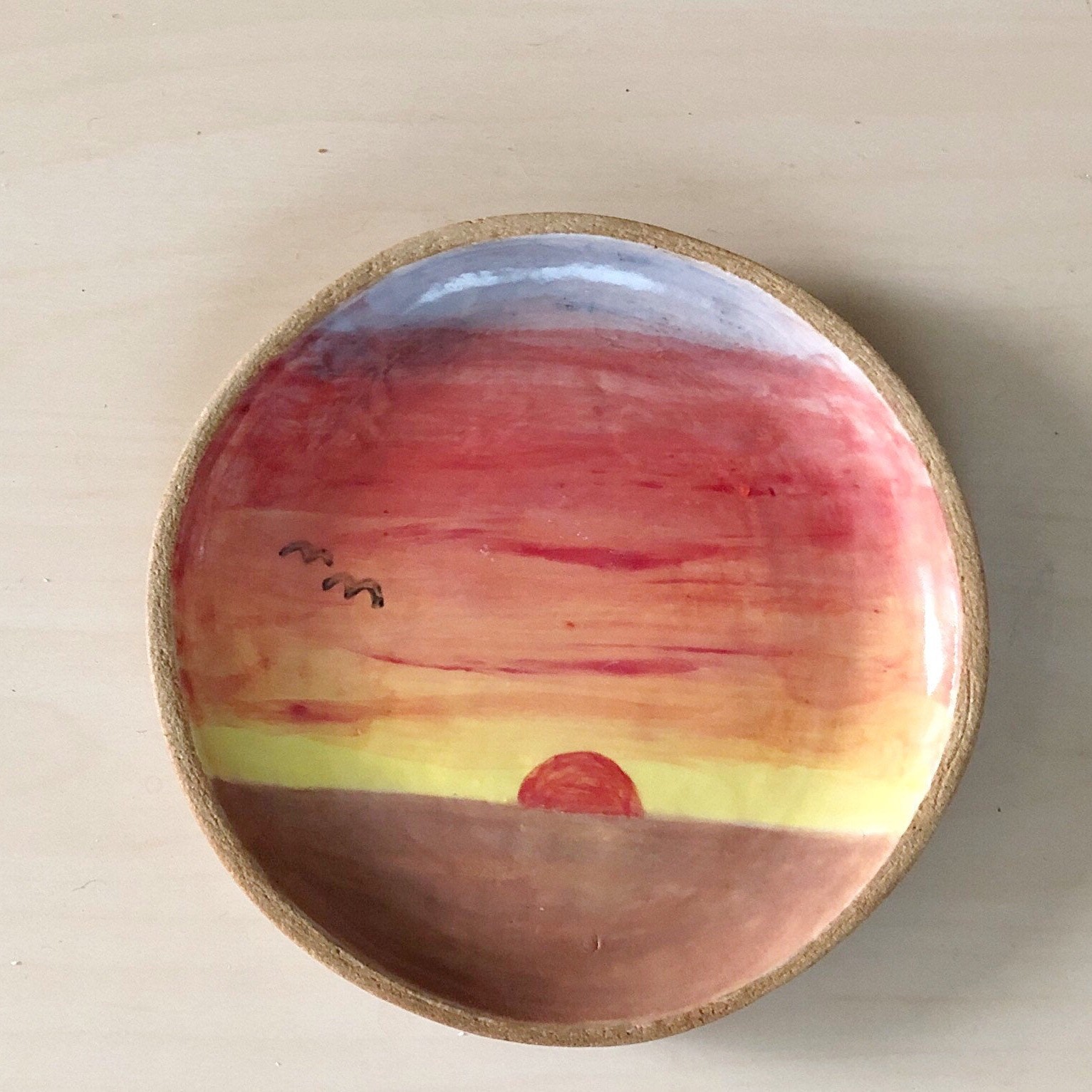 Sunset Plate - Painted Ceramic
