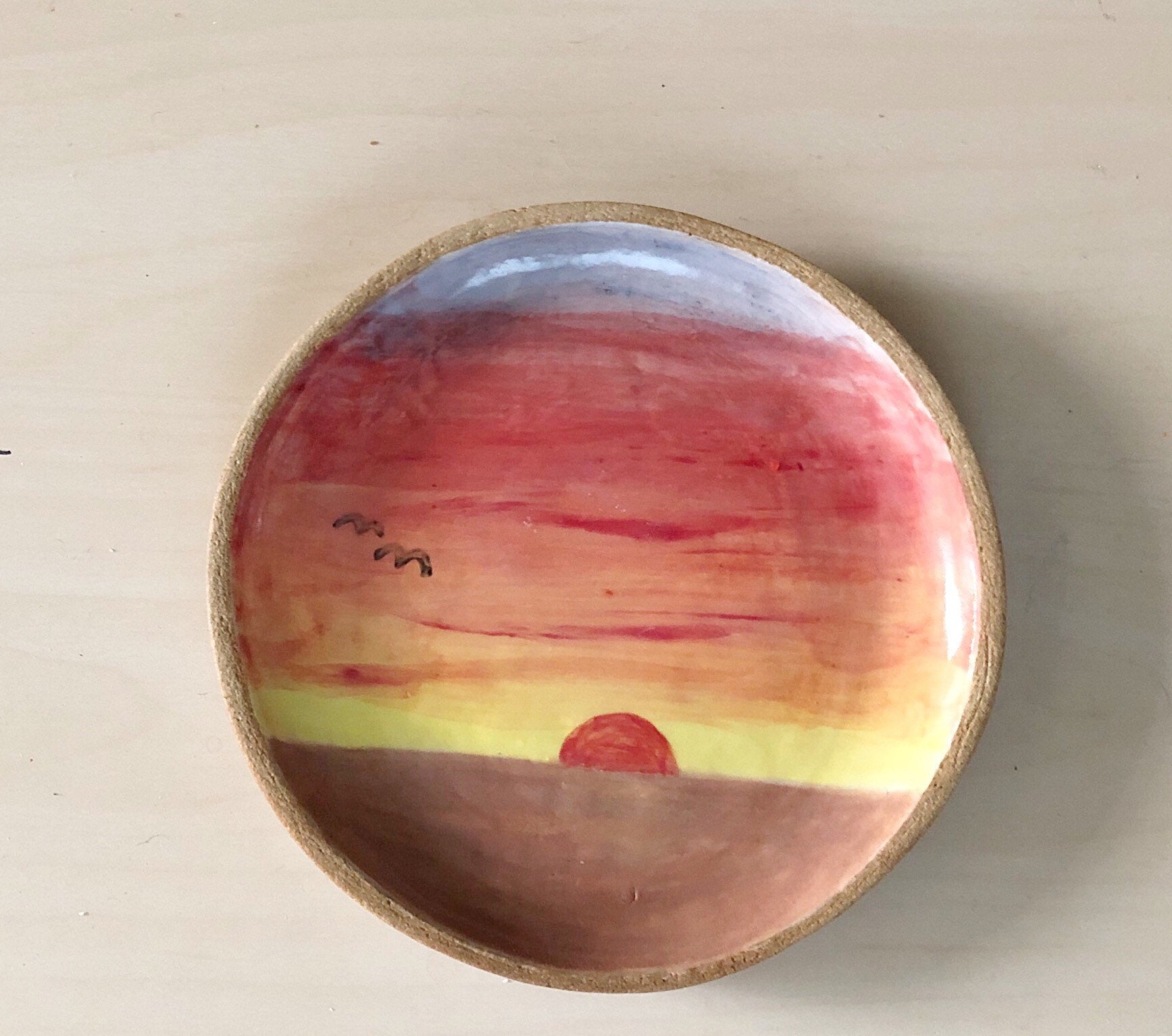 Sunset Plate - Painted Ceramic