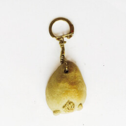 Beige Bunny Tail Keyring - Ceramic