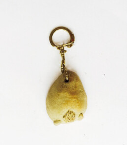 Beige Bunny Tail Keyring - Ceramic