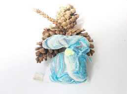 Blue Rabbit Cushion - hand printed Cotton