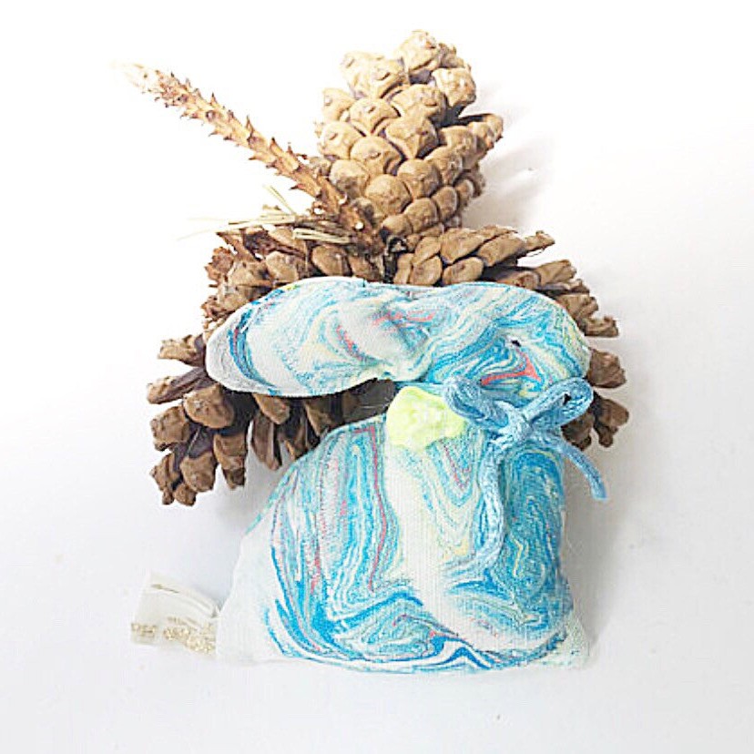 Blue Rabbit Cushion - hand printed Cotton