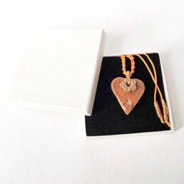 Heart Necklace - red boho ceramic copper