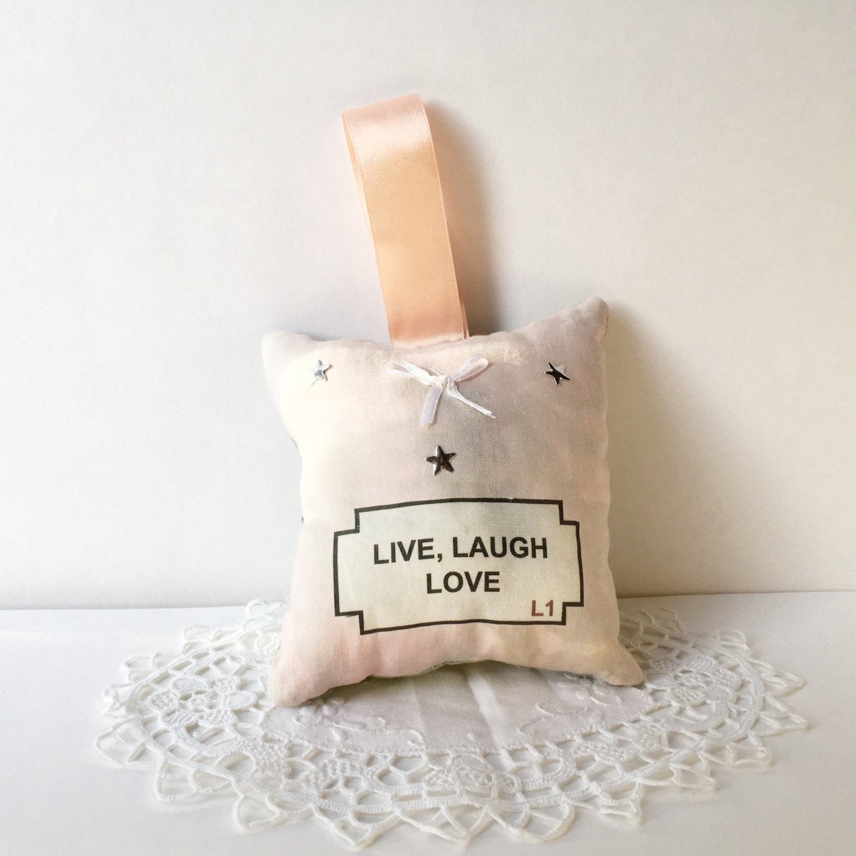 Pink Cushion - printed - lavender
