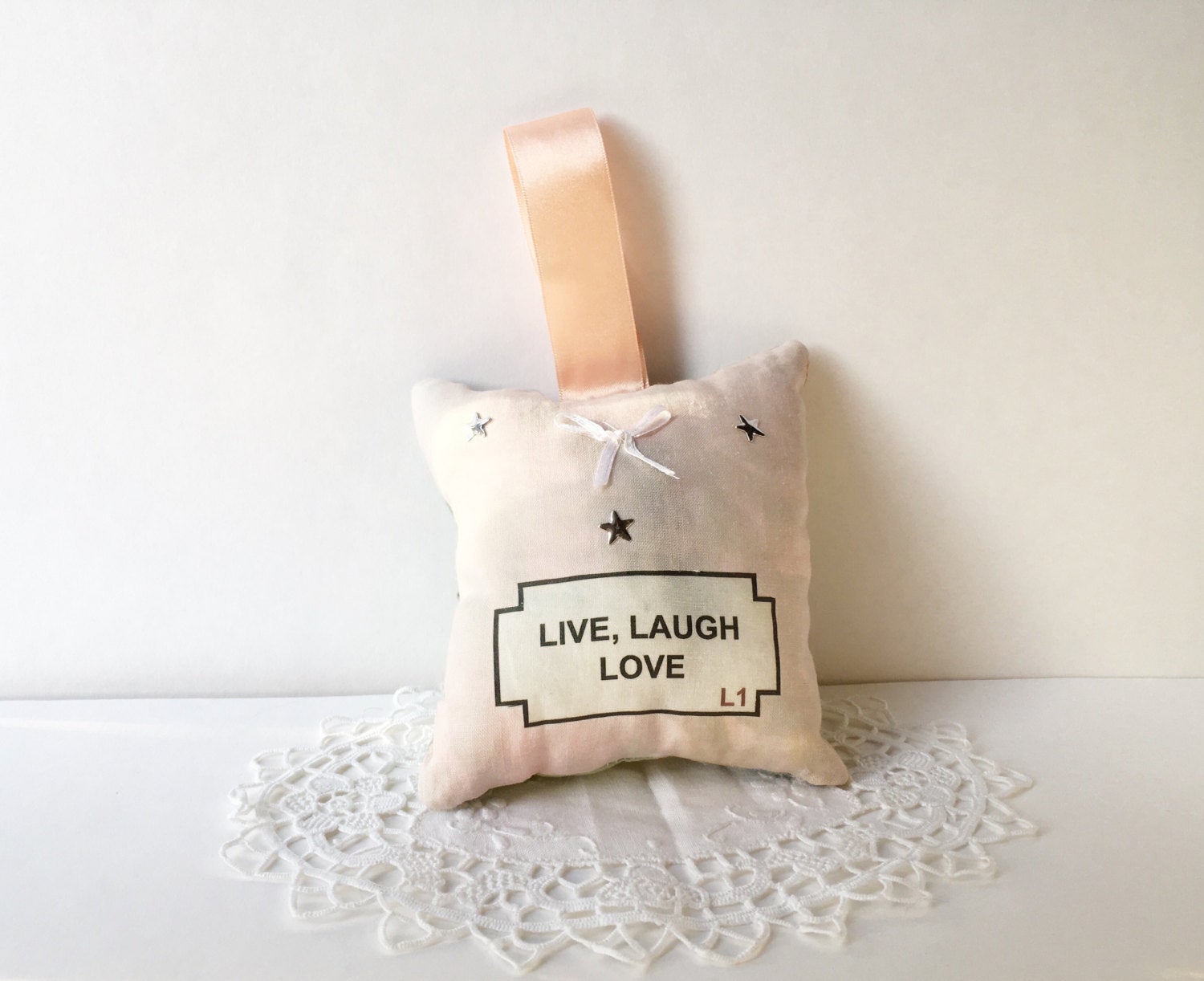 Pink Cushion - printed - lavender