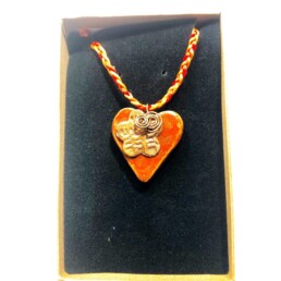 Sienna Red Heart Necklace - ceramicart - copperclay