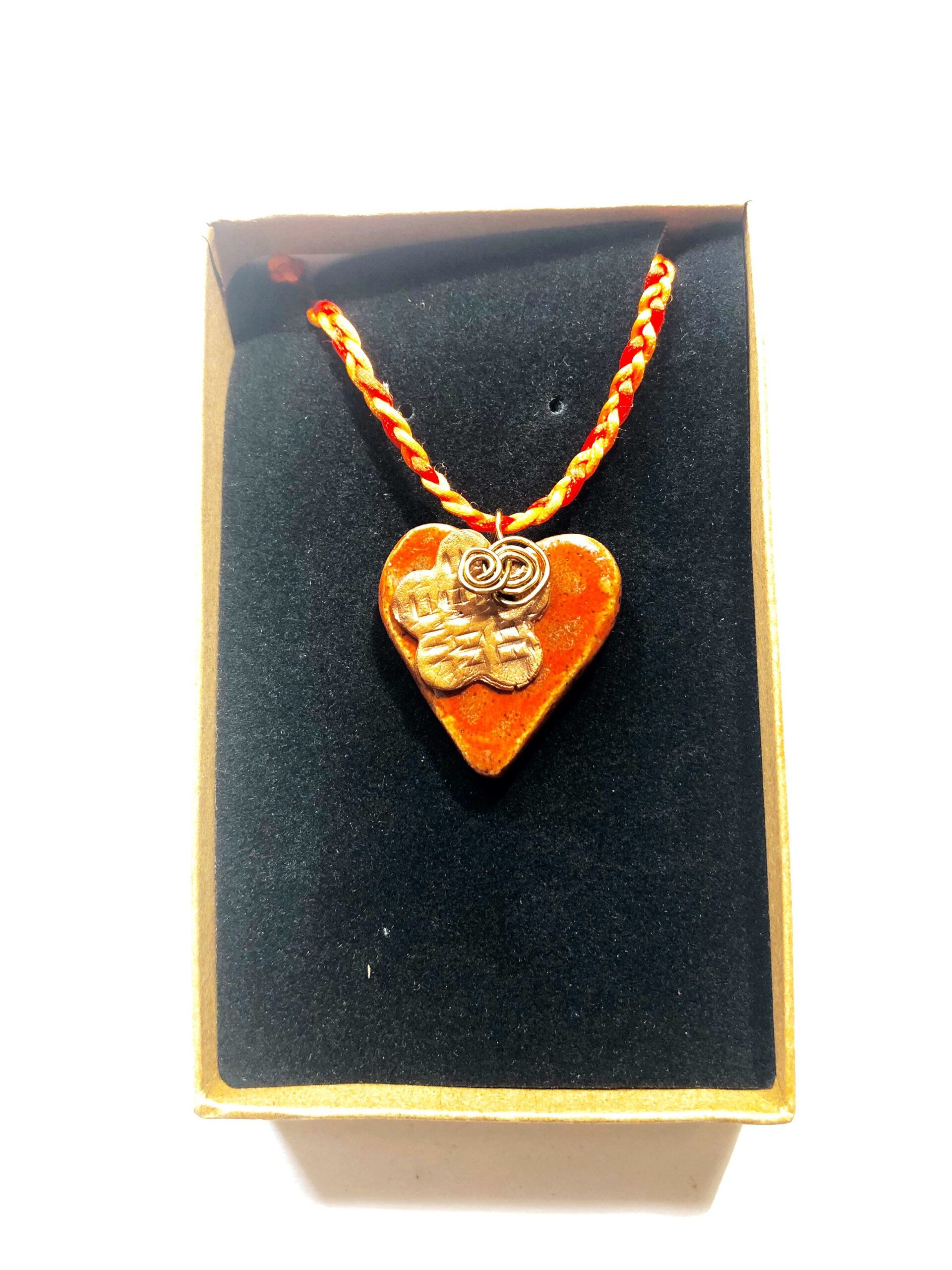 Sienna Red Heart Necklace - ceramicart - copperclay